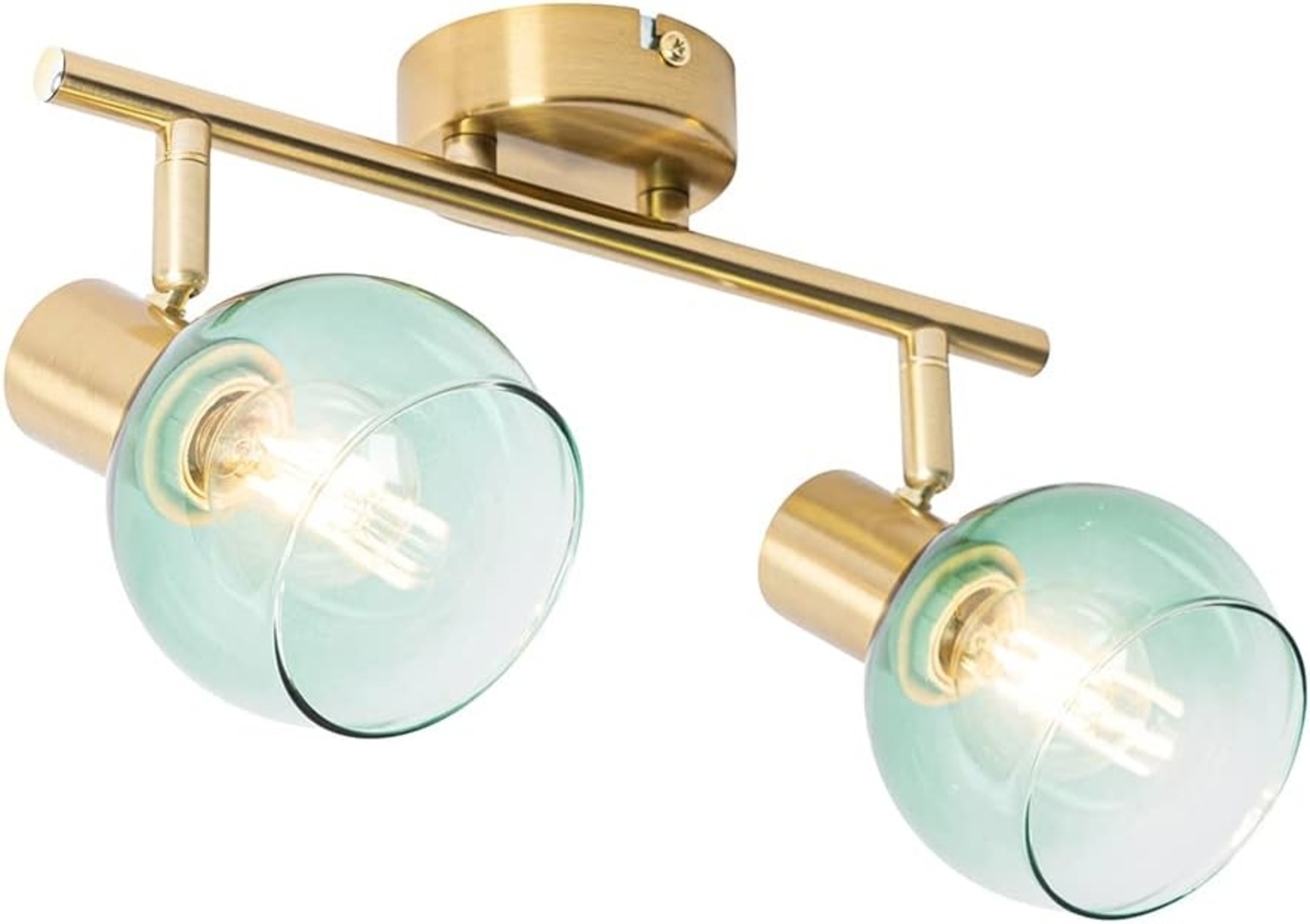 Qazqa LED Aufbaustrahler Vidro, ohne Leuchtmittel, E14, Grün, Art Deco, Stahl, 2-flammig Bild 1