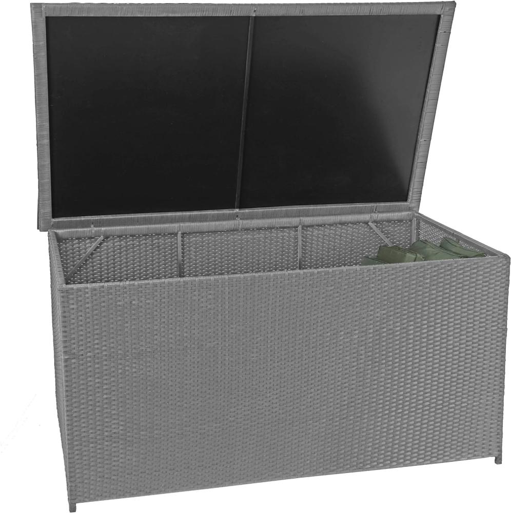 Poly-Rattan Kissenbox HWC-D88, Gartentruhe Auflagenbox Truhe ~ Basic grau, 80x160x94cm 950l Bild 1