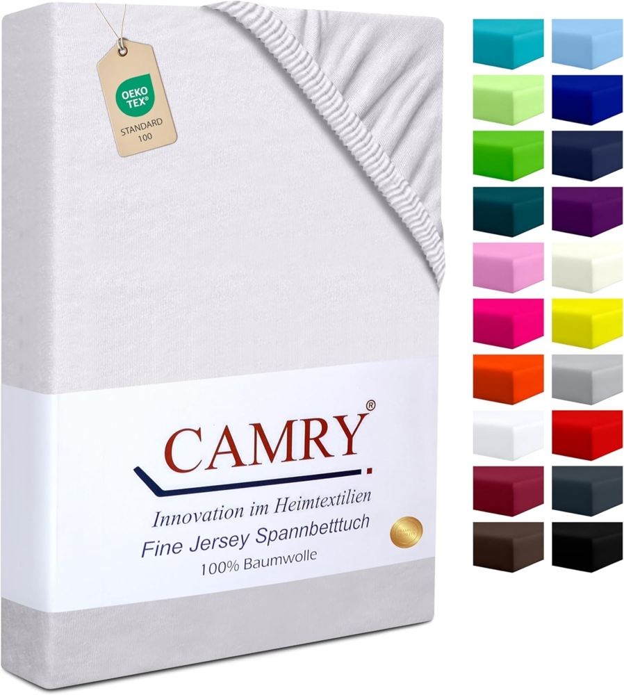 Camry Spannbettlaken CLASSIC, Jersey Baumwolle, Gummizug: rundum, viele Farben, alle Matratzenhöhen, Bettlaken, Spannbetttuch Bild 1