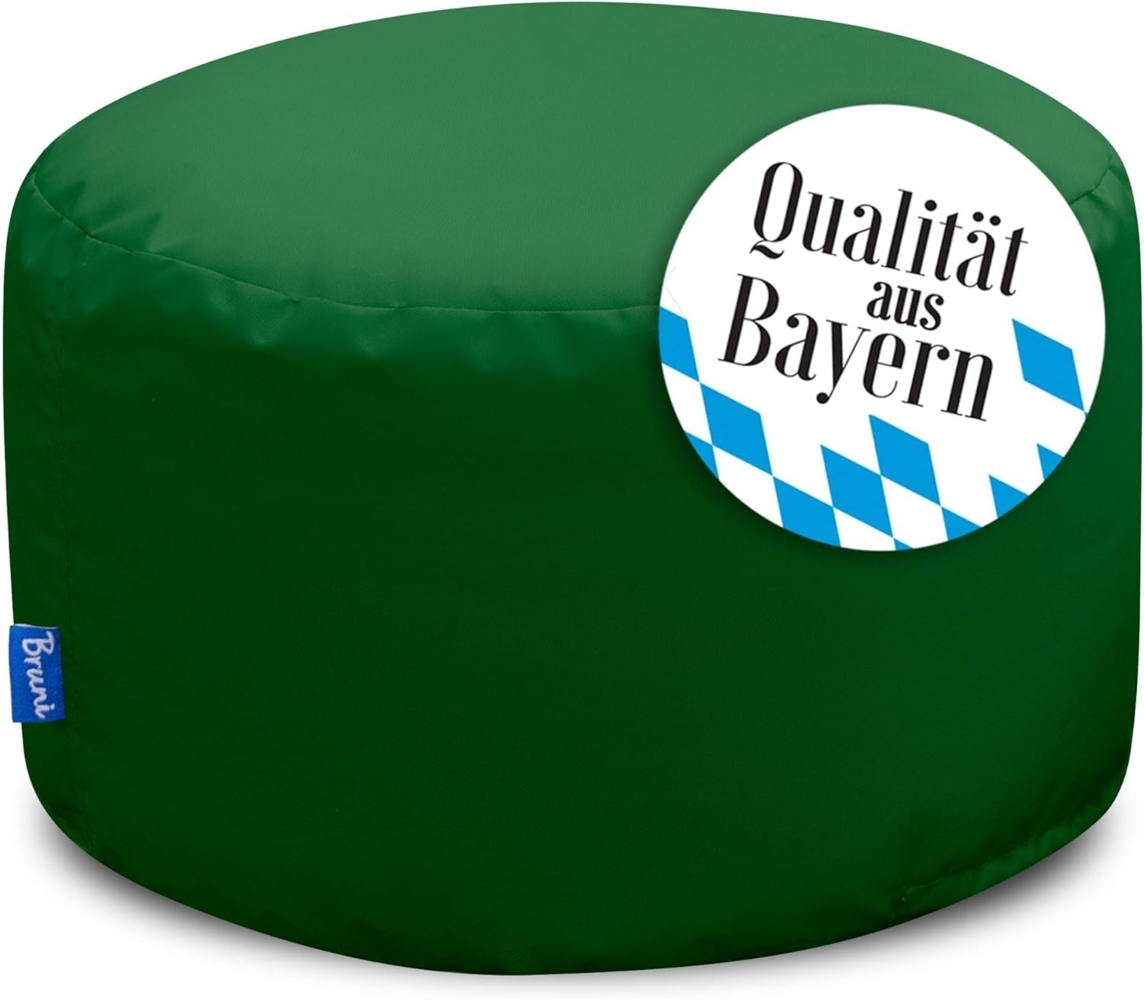 Bruni Pouf Sitzhocker L in Tannengrün – runder Sitzpouf, Indoor und Outdoor als Fußhocker, Yoga-Sitzkissen, Meditationskissen geeignet Bild 1