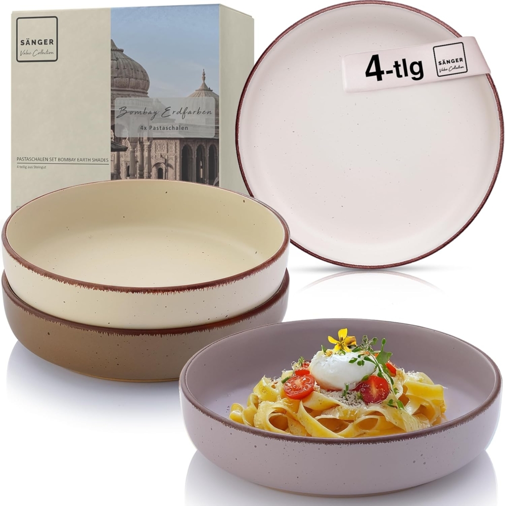 SÄNGER Steingut Pastaschalen Bombay Erdfarben 4 teilig Bild 1