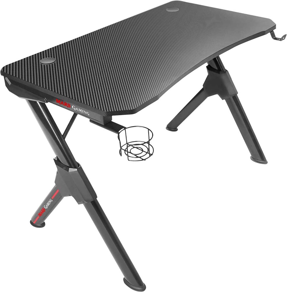 Mars Gaming MGD, Ergonomischer Gaming Tisch, Headset + Flaschenständer, 110x60cm, Schwarz Bild 1