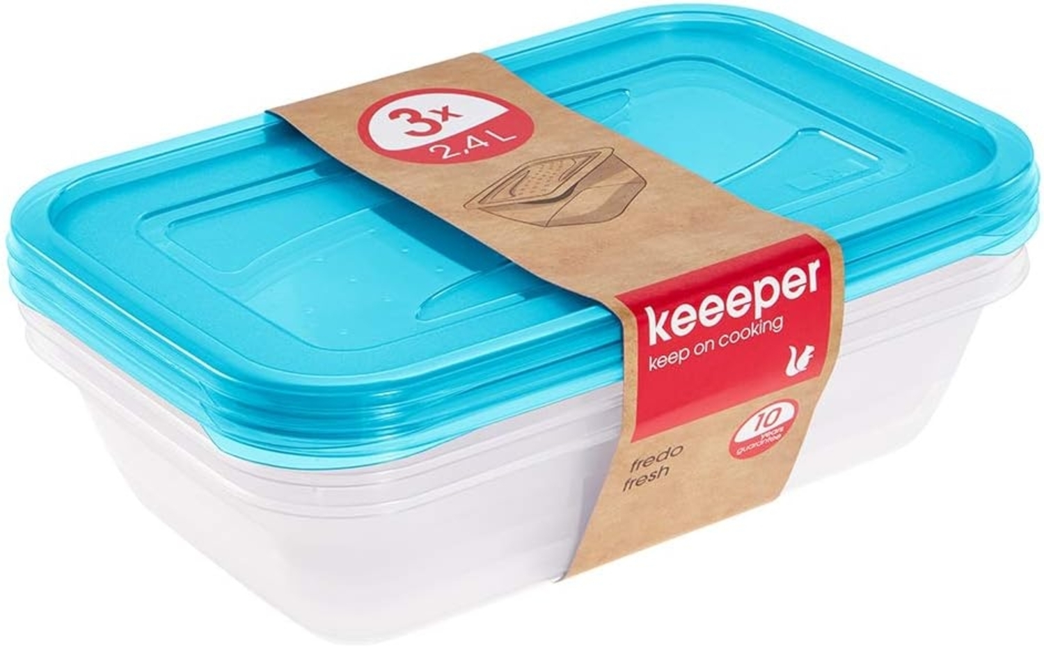 keeeper Frischhaltedosenset 3-teilig, 3 x 2,4 l, 29 x 19 x 7 cm, Fredo Fresh, Blau Transparent, Winnie Puuh Bild 1