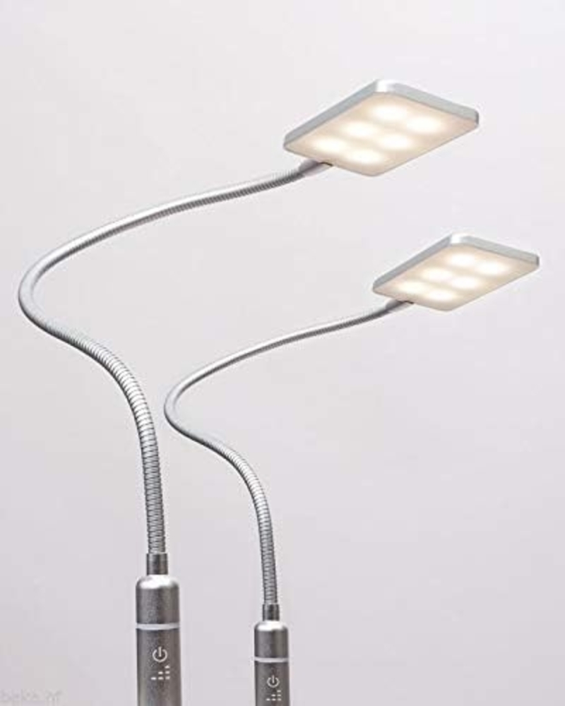 kalb Bettleuchte 4W LED Bettleuchte Leseleuchte Nachttischlampe Leselampe flexibel, 2er Set silbergrau, warmweiß Bild 1