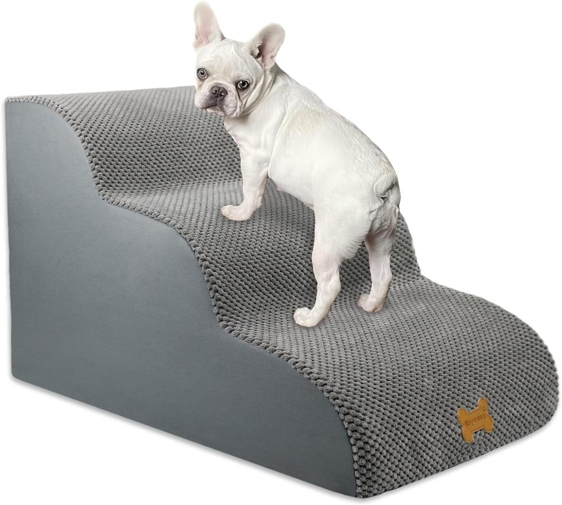 Nepfaivy Hundetreppe für Kleine Hunde 3-Stufig, Haustiertreppe für Bett und Sofa aus Hochdichtem Schwamm, Hunde Treppe Hunderampe mit Abnehmbarem, Waschbarem Bezug und Rutschfestem Boden, 60x40x40cm Bild 1