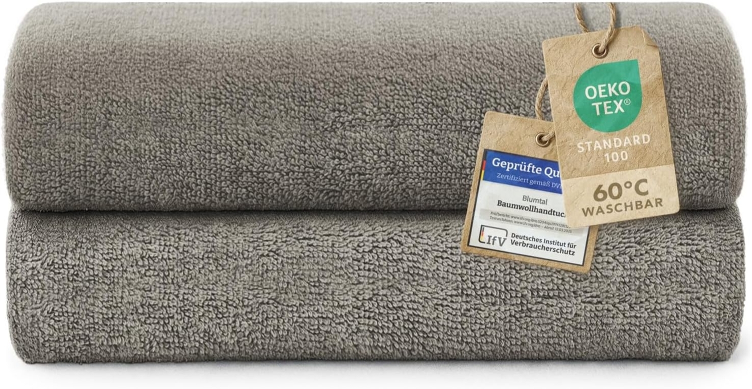 Blumtal Badetücher Premium weiche Frottier 2er Set mit Aufhängschlaufen, Frottee (2-St), Baumwolle Oeko-TEX Zertifiziert, saugstark Bild 1