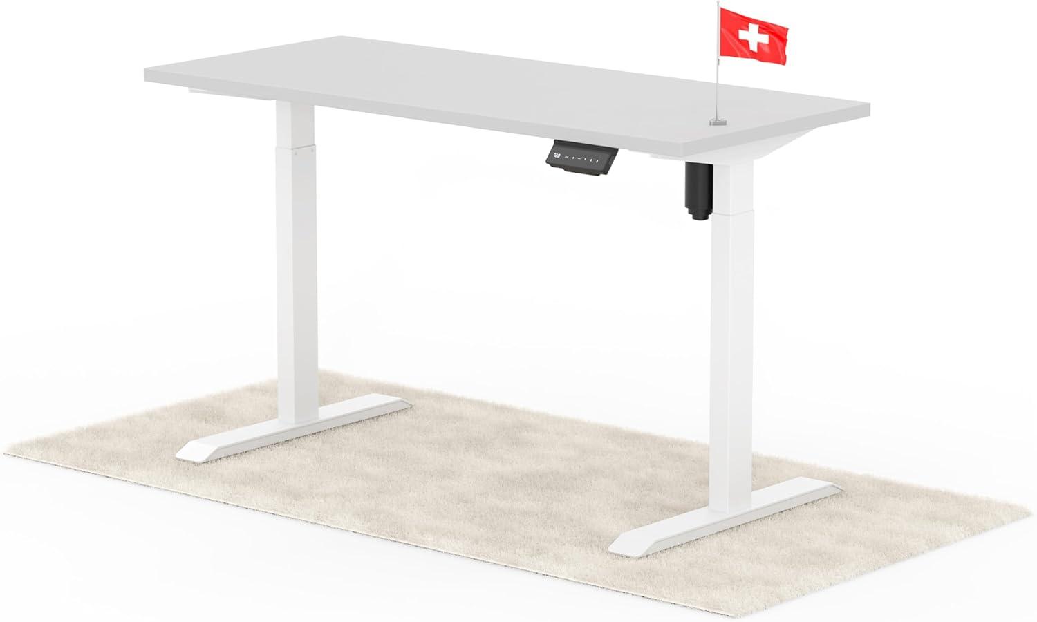 elektrisch höhenverstellbarer Schreibtisch ECO 140 x 60 cm - Gestell Weiss, Platte Grau Bild 1