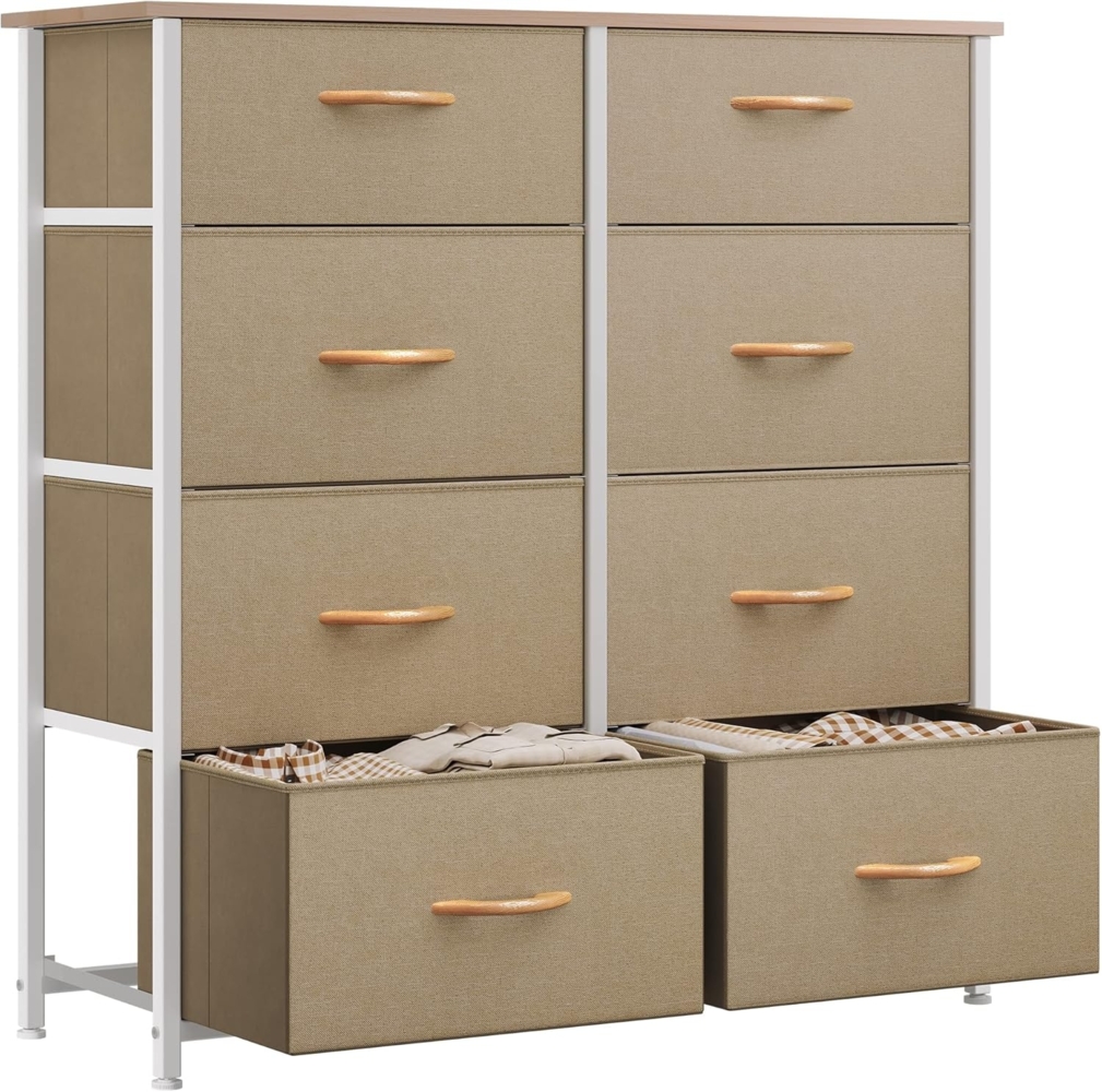 YITAHOME kommode mit Schubladen, Schrank mit 8 Schubladen aus Stoff, Aufbewahrungskommode Modernen Stil für Schlafzimmer, Wohnzimmer, Kinderzimmer, Flur, Khaki Bild 1