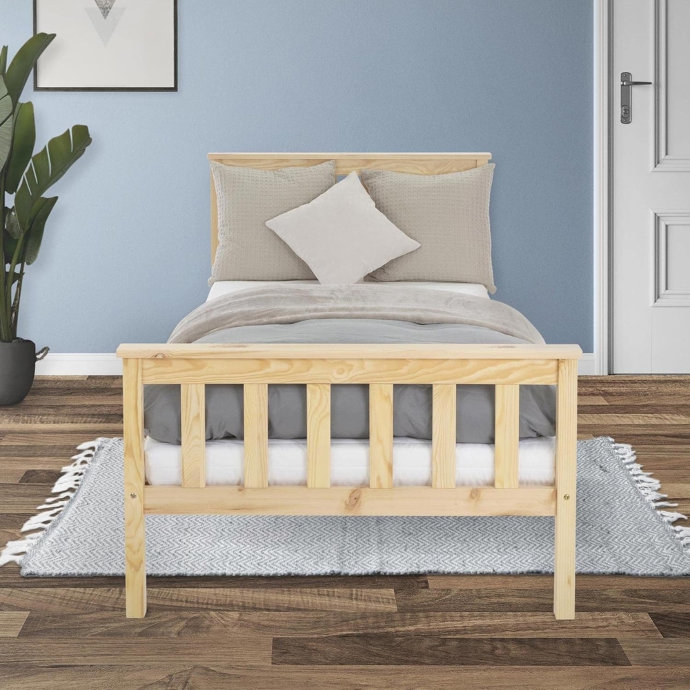 ML-DESIGN Bettgestell Holz Tagesbett, Jugend Einzelbett mit Kopf- & Fußteil, Holzbettgestell, Kinderbett, Bettrahmen Massivholz Bett Jugendbett Kiefer Natur Bild 1