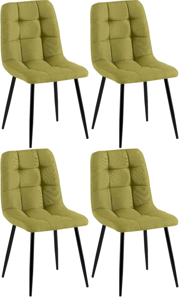 CLP 4er Set Esszimmerstühle Antibes Stoffbezüge gepolstert mit Rückenlehnen,grün Bild 1
