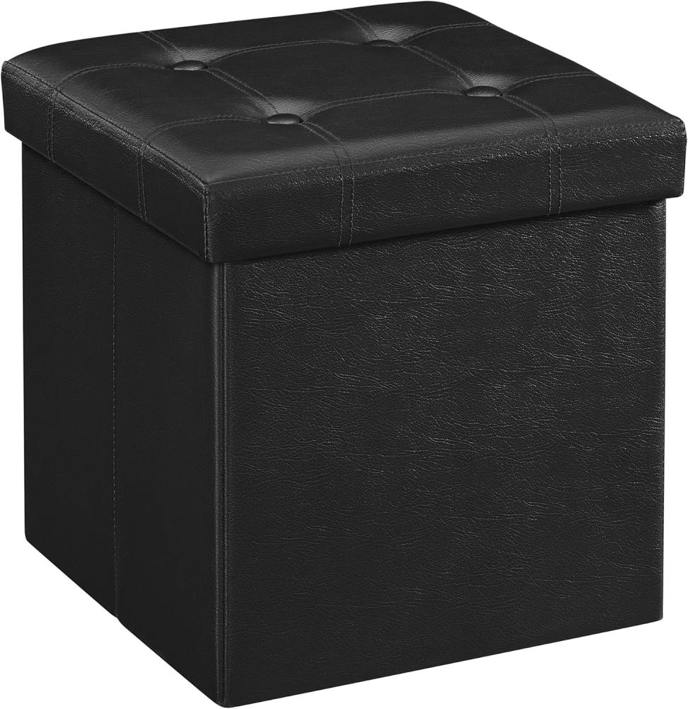 SONGMICS Sitzbank mit Stauraum belastbar bis 300 kg, Kunstleder, schwarz, 38 x 38 x 38 cm, LSF30B Bild 1