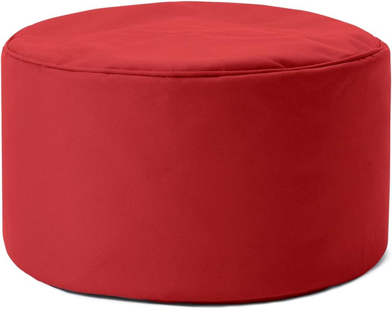 Lumaland Indoor Outdoor Sitzhocker 25 x 45 cm - Runder Sitzpouf, Sitzsack Bodenkissen, Sitzkissen, Bean Bag Pouf - Wasserabweisend - Pflegeleicht - ideal für Kinder und Erwachsene - Rot Bild 1