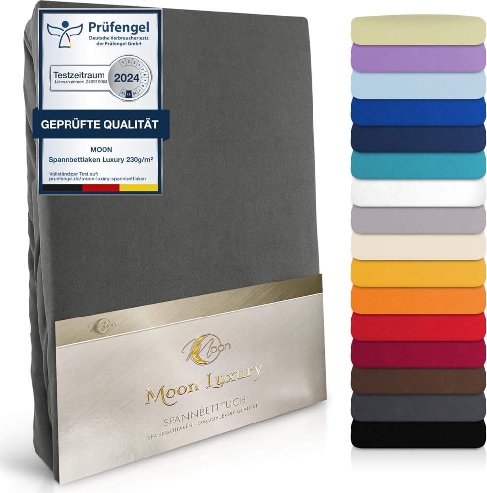 MOON Heimtextilien Spannbettlaken MOON-Luxury Spannbettlaken Jersey Stretch 230g/m², 97% Mako-Baumwolle 3% Elastan Bild 1