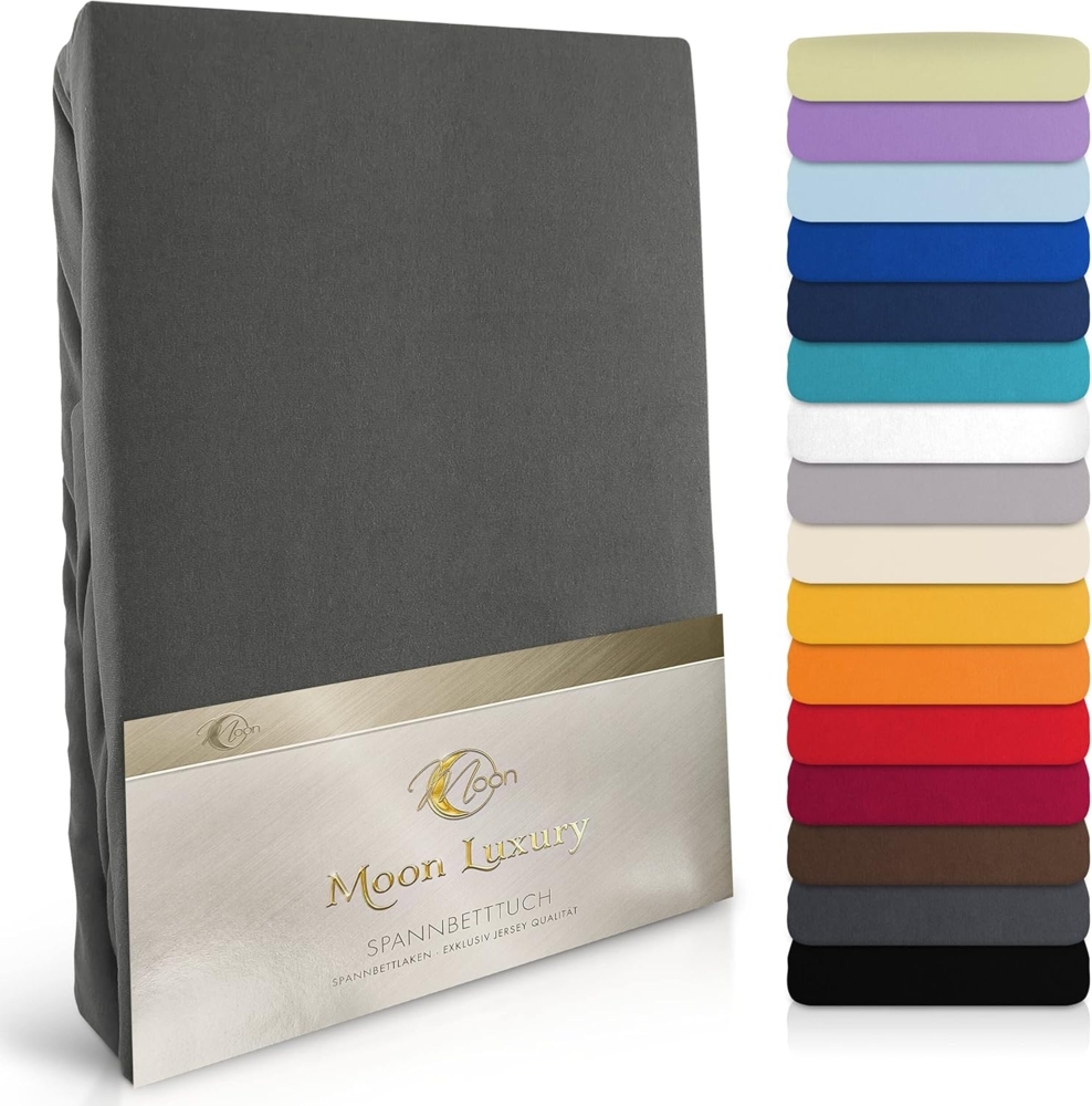 MOON Heimtextilien Spannbettlaken MOON-Luxury Spannbettlaken Jersey Stretch 230g/m², 97% Mako-Baumwolle 3% Elastan Bild 1