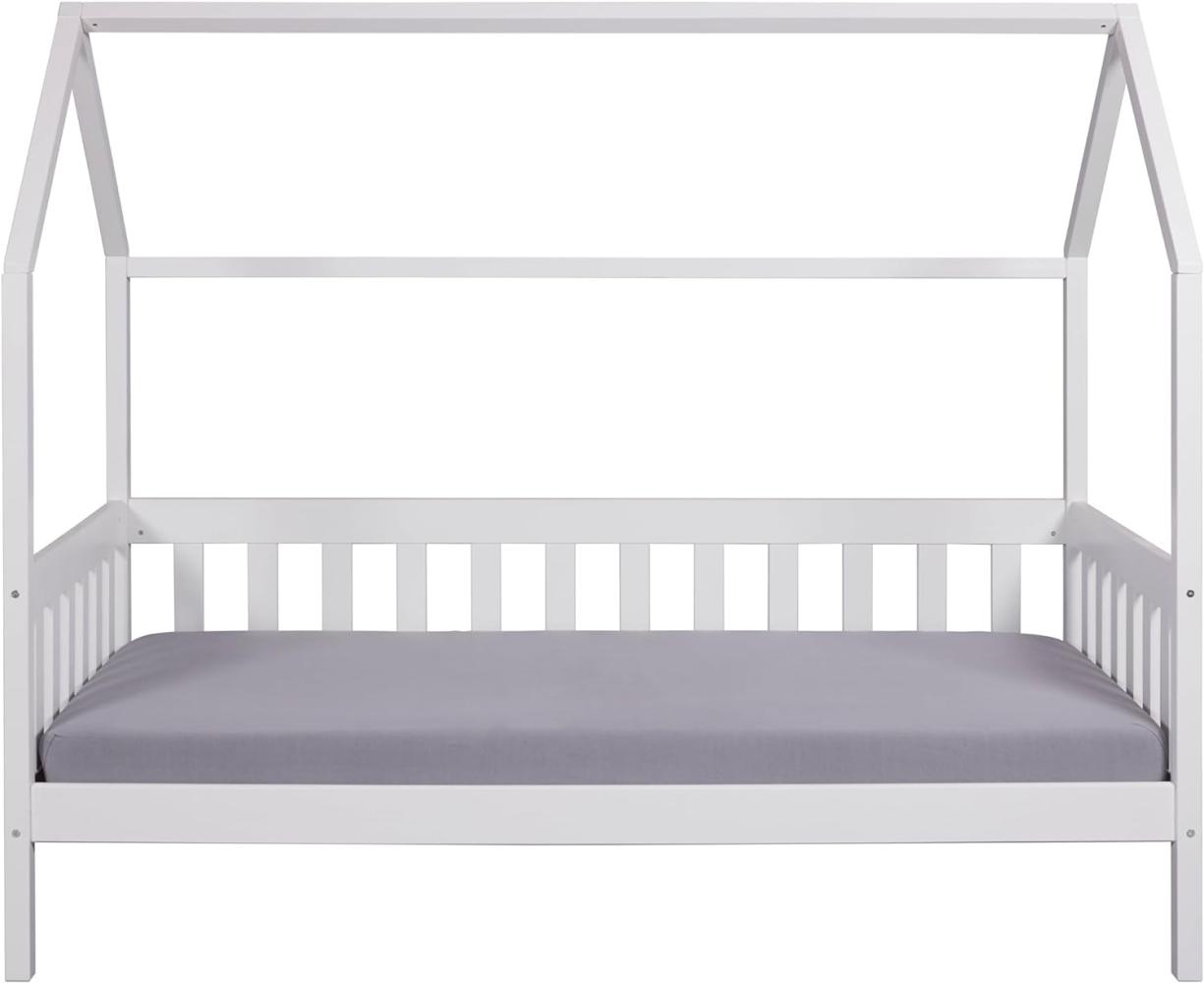 Kinderbett FUNKY HOUSEBED 90 x 200 weiß Himmelbett Kiefer massiv Bild 1