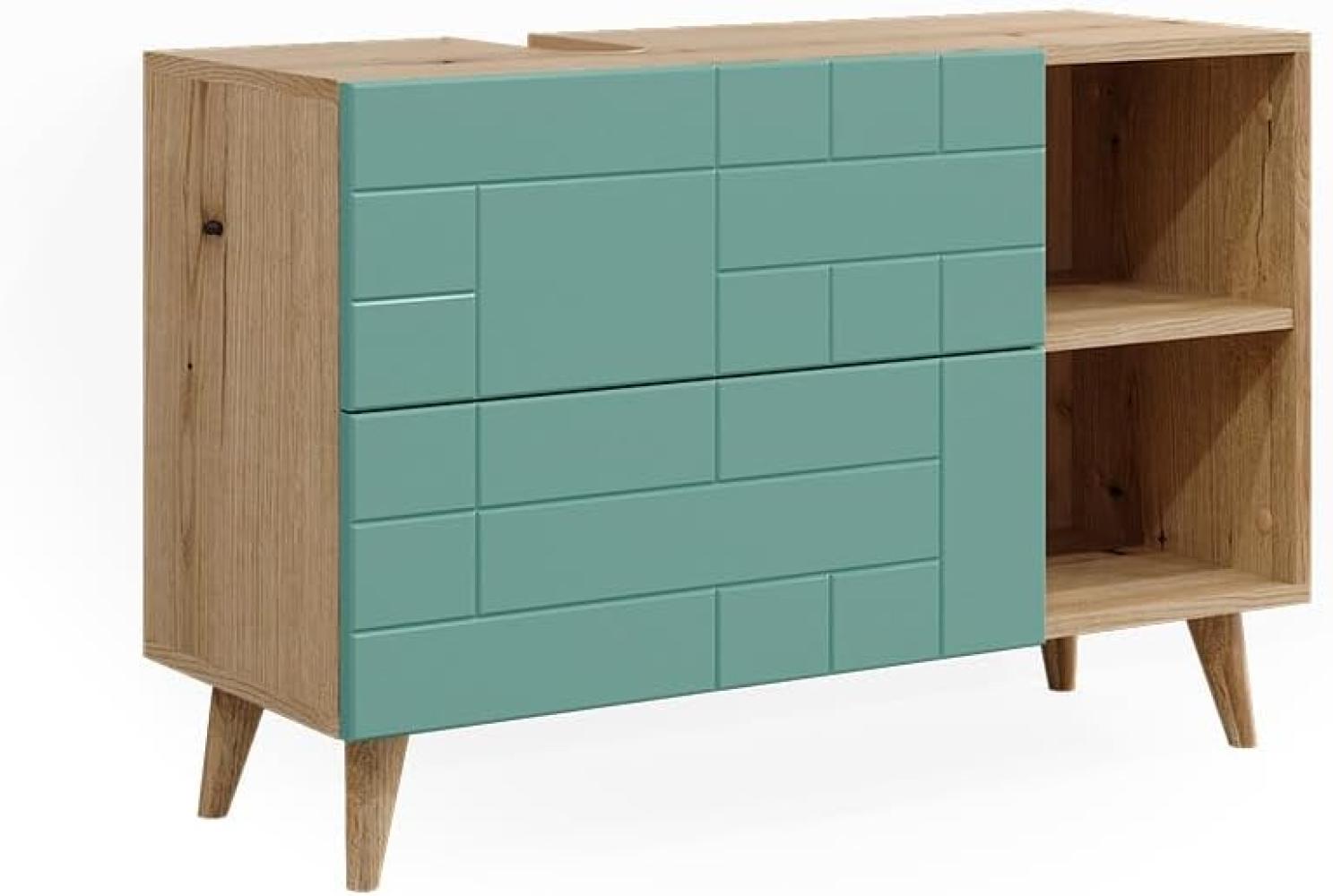 Vicco Waschtischunterschrank Rudi 90 x 59 cm, Eiche Evoke Mintgrün, Badschrank Bild 1