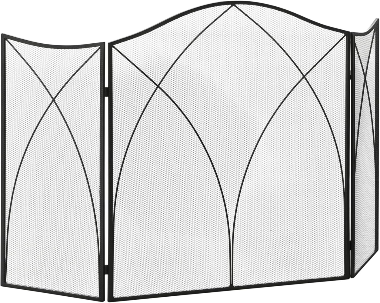HOMCOM Kamingitter Klappbar, mit 3 Paneelen (Ofenschutzgitter, 1-tlg, Kaminschutzgitter), für Wohnzimmer, Metall, 108x76 cm, Schwarz Bild 1