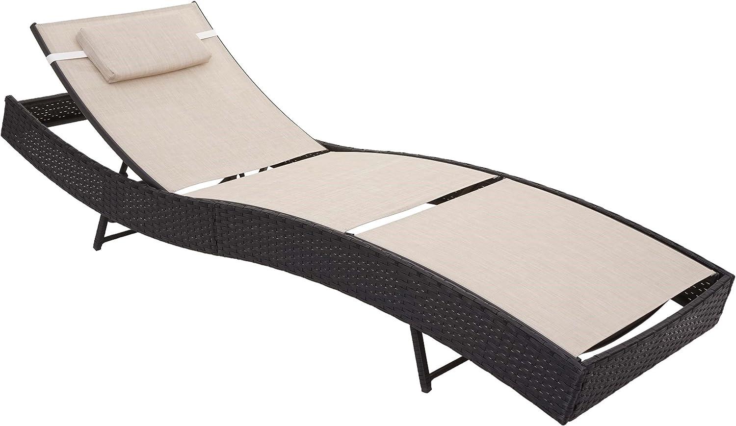 Sonnenliege Savannah, Relaxliege Gartenliege Liege, Poly-Rattan ~ anthrazit, Bezug creme-weiß Bild 1