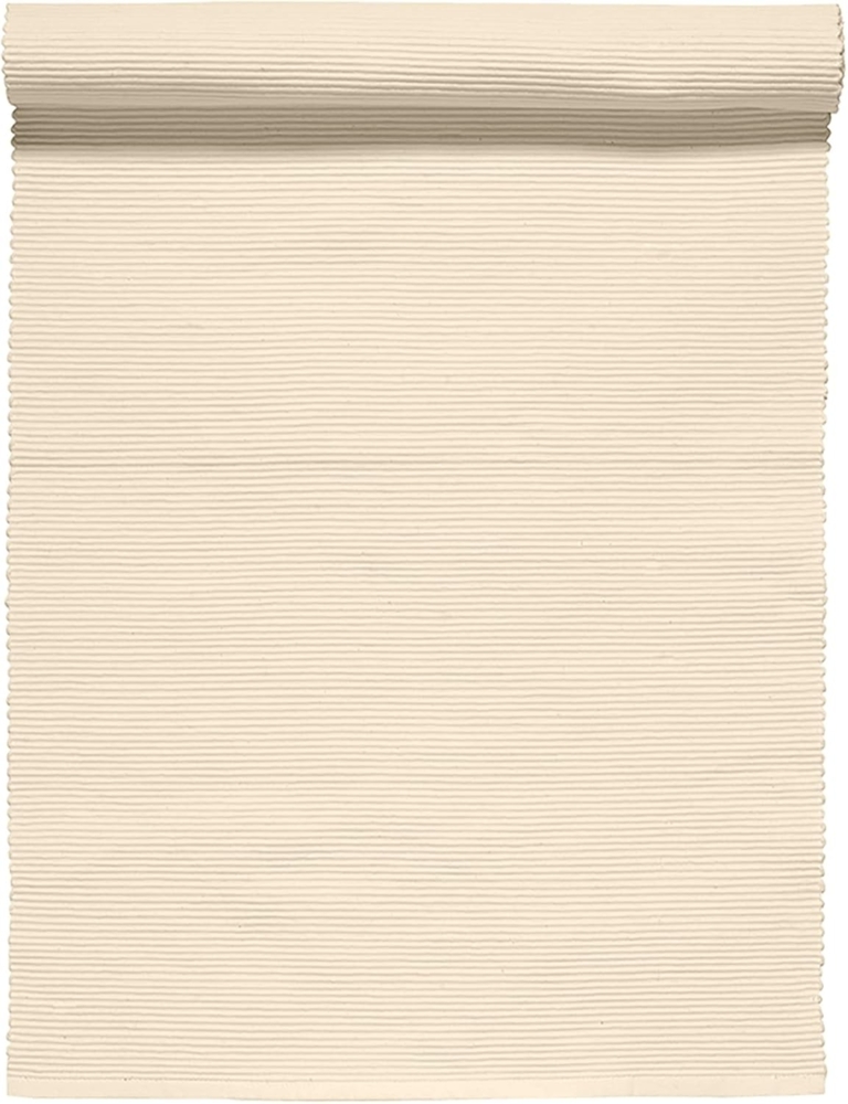 LINUM UNI Dekoratives Tischläufer für Esstisch 45x150 cm, 100% Gerippte Baumwolle, Maschinenwaschbar, Cremebeige Bild 1