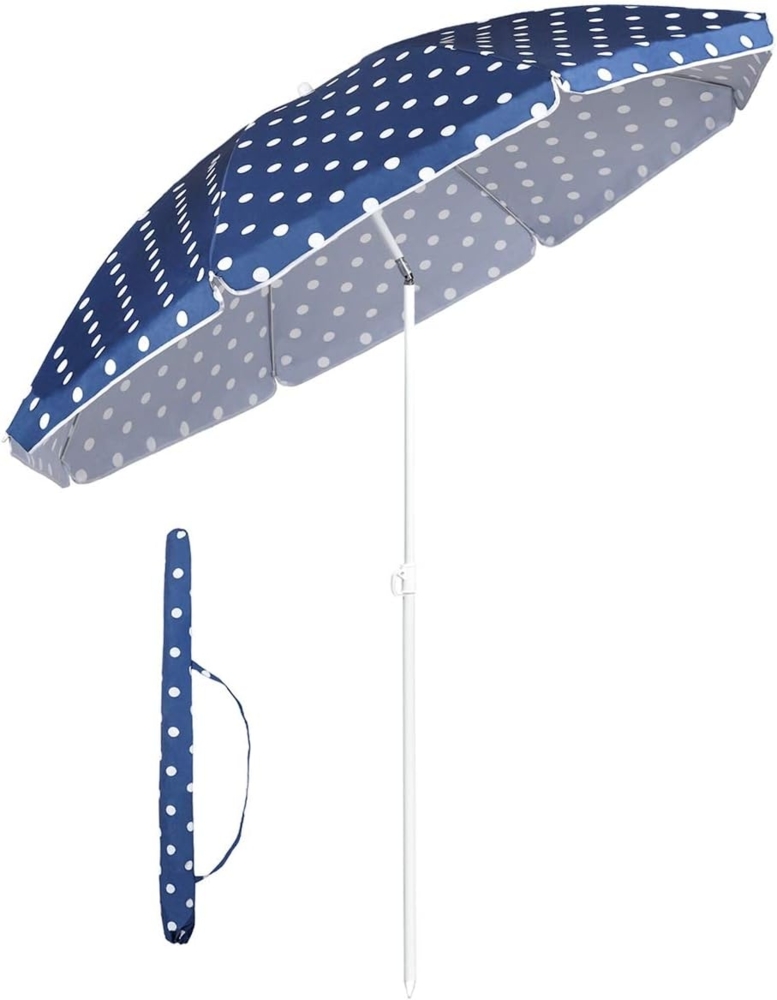 Sekey Sonnenschirm Ø 160 cm Balkonschirm Rund Strandschirm Sonnenschirm mit Schutzhülle, LxB: 160,00x160,00 cm, Neigungswinkel verstellbar, Höhe verstellbar, mit Tragetasche Bild 1