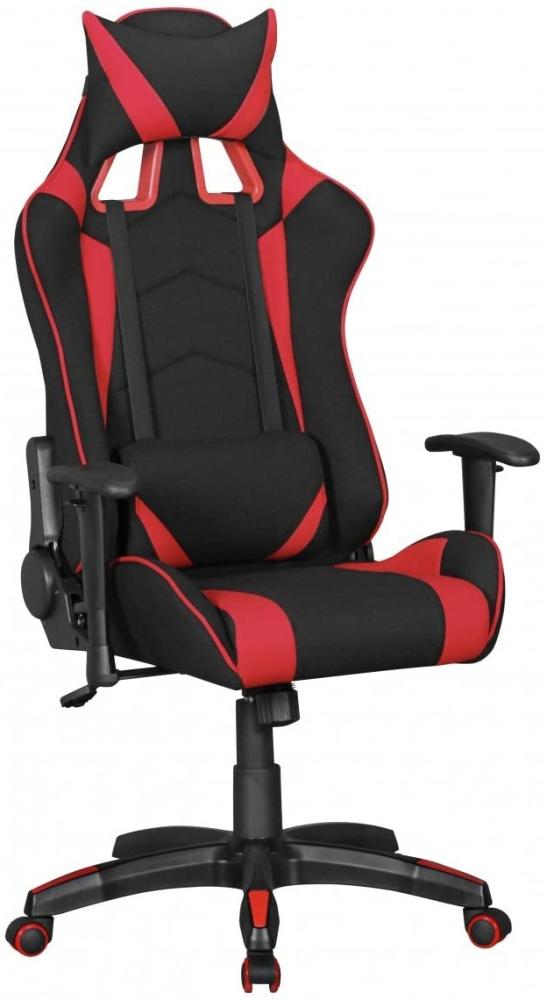 Drehstuhl Bürostuhl Chefsessel GAMING 1- Stoff Schwarz / Rot Bild 1