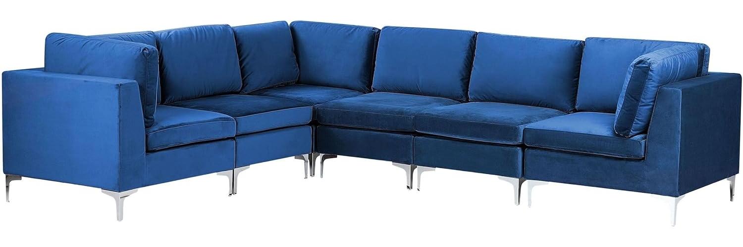 Ecksofa EVJA Marineblau Samtstoff Bild 1