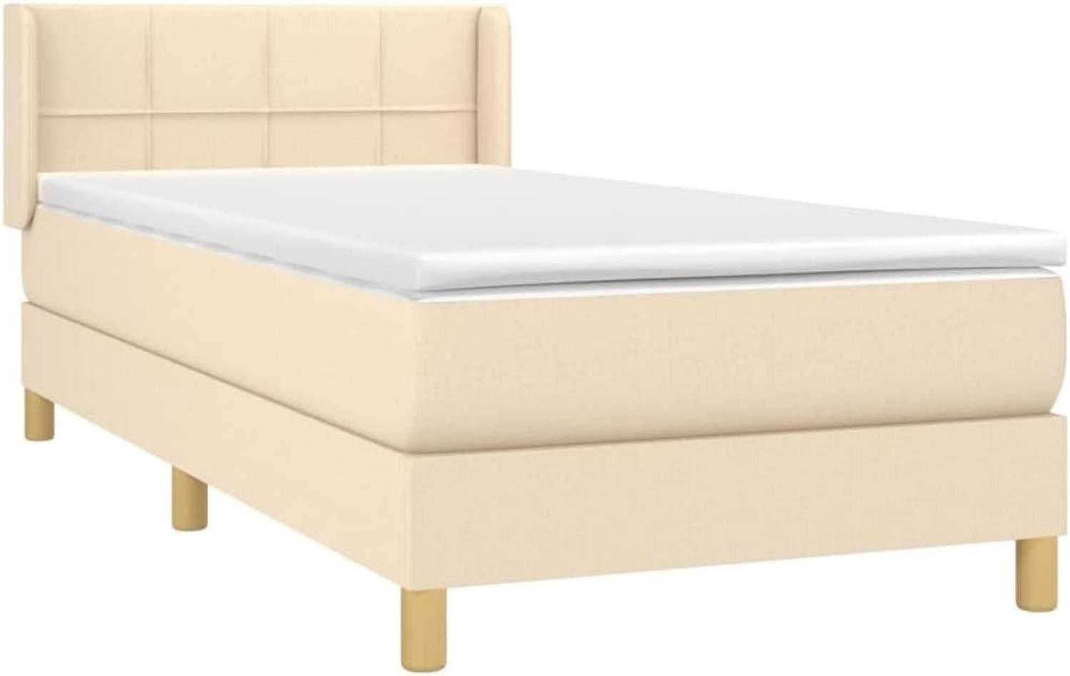 vidaXL Boxspringbett mit Matratze Creme 100x200 cm Stoff Bild 1