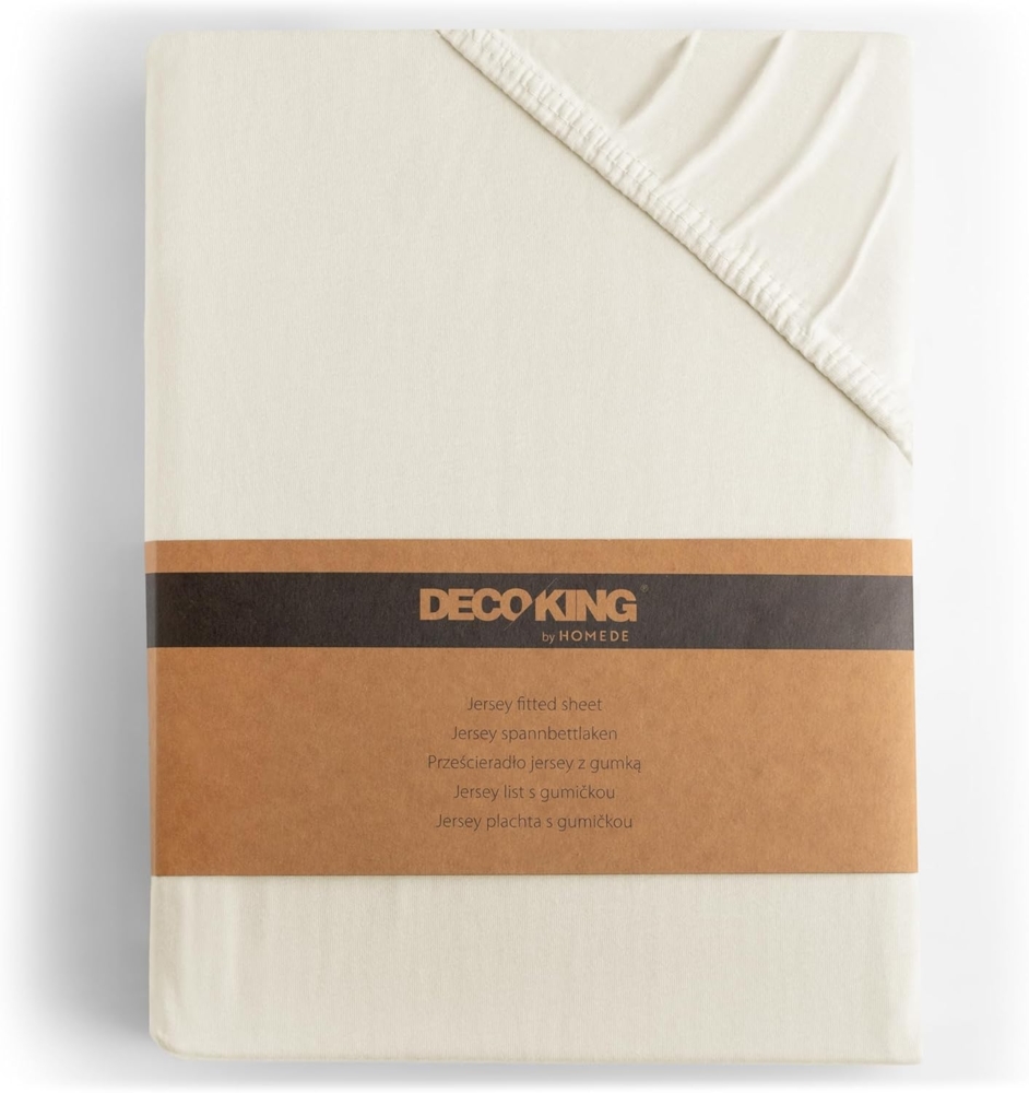 DecoKing Spannbettlaken 80x200 90x200 cm 100% gekämmte Baumwolle Ecru Spannbetttücher Jersey Boxspringbett Amber 80x200 90x200 Bild 1
