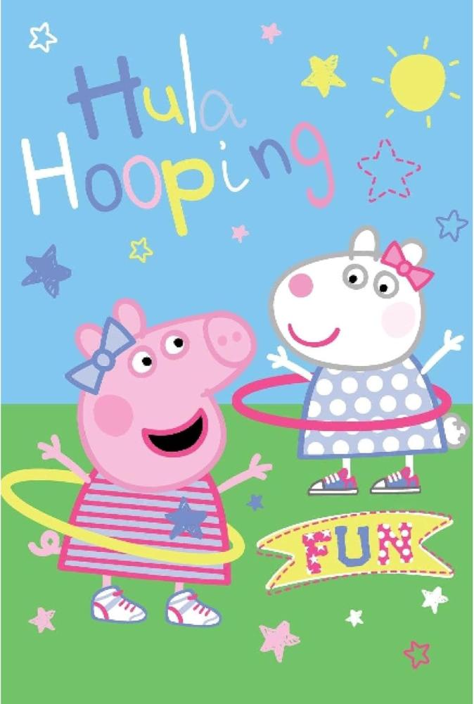 Peppa Pig Kuscheldecke Fleece 100x150 cm mit Peppa Wutz Hula Hoop Bild 1