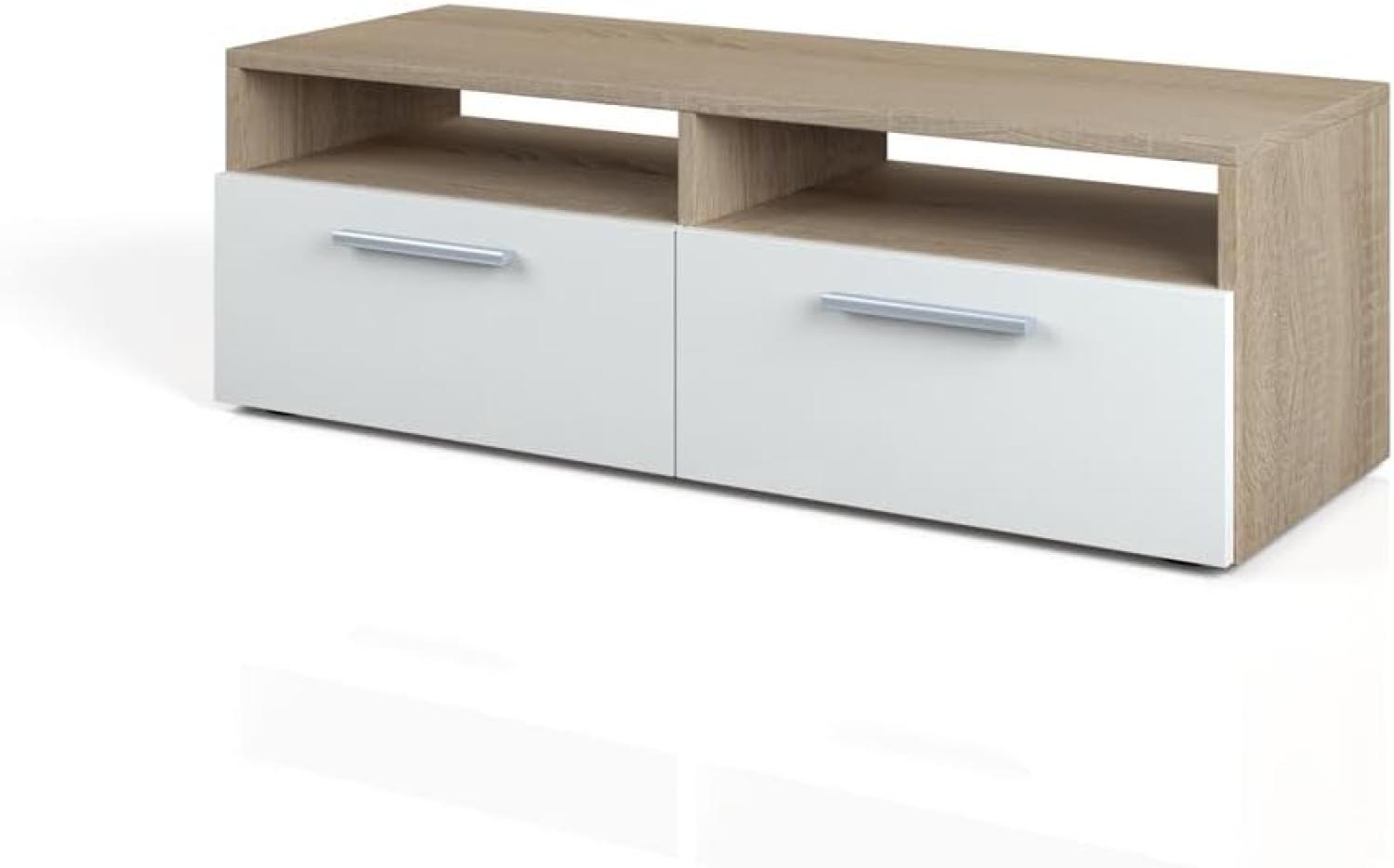 Vicco Lowboard Diego Fernsehschrank Sideboard TV Fernsehtisch Sonoma Weiß Bild 1