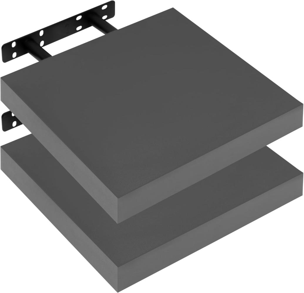 WOLTU 2X Wandregal Wandboard Bücherregal Regale für Deko Wandablagen aus MDF Holz, 2er Set Hängeregal Dunkelgrau, 25 x 23 x 3,8 cm RG9365dgr-2 Bild 1