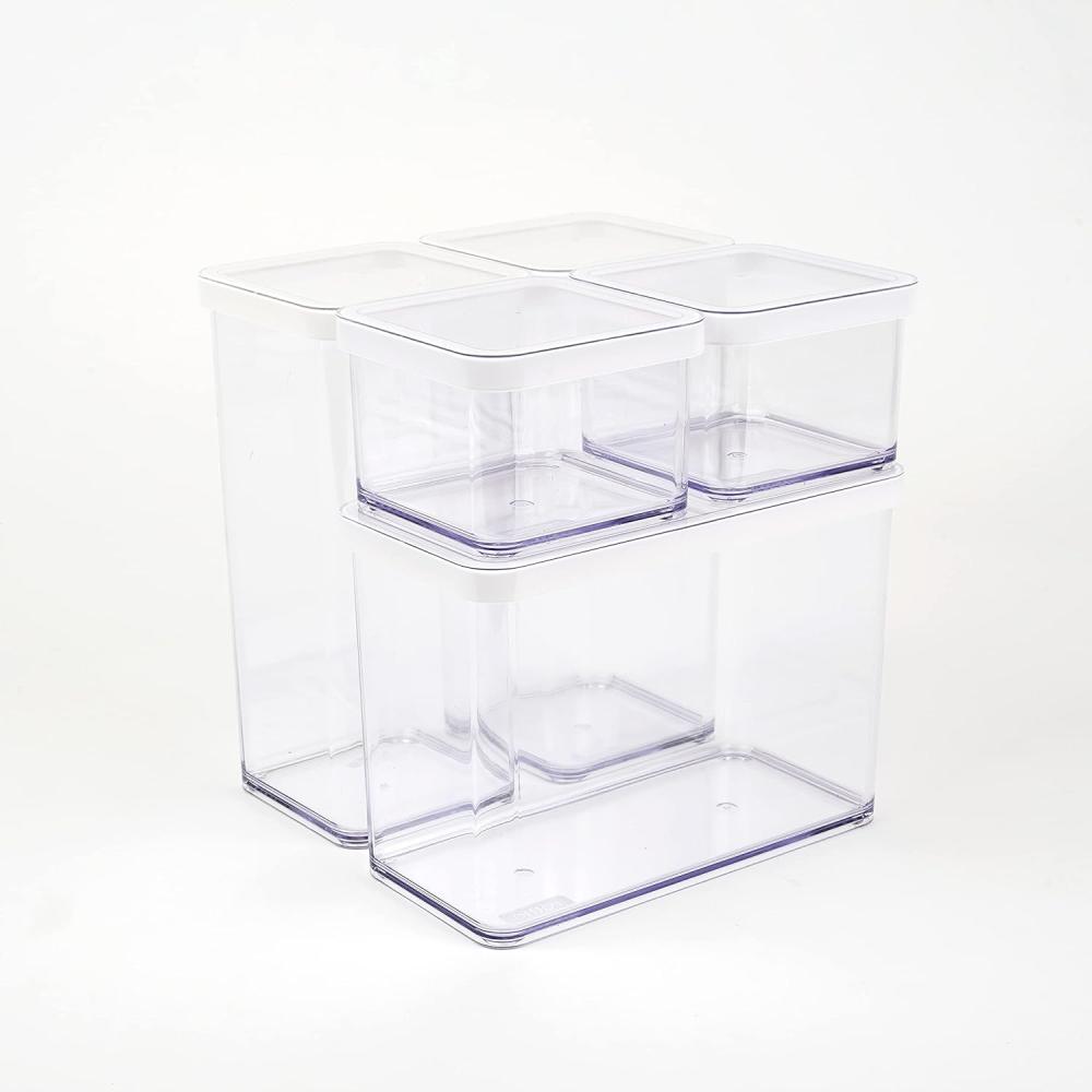 Rotho Loft 5er-Set Vorratsdosen mit Deckel verschiedene Größen, lebensmittelechter Kunststoff (PP) BPA-frei, transparent/weiss, (21.4 x 21.4 x 23.5 cm) Bild 1