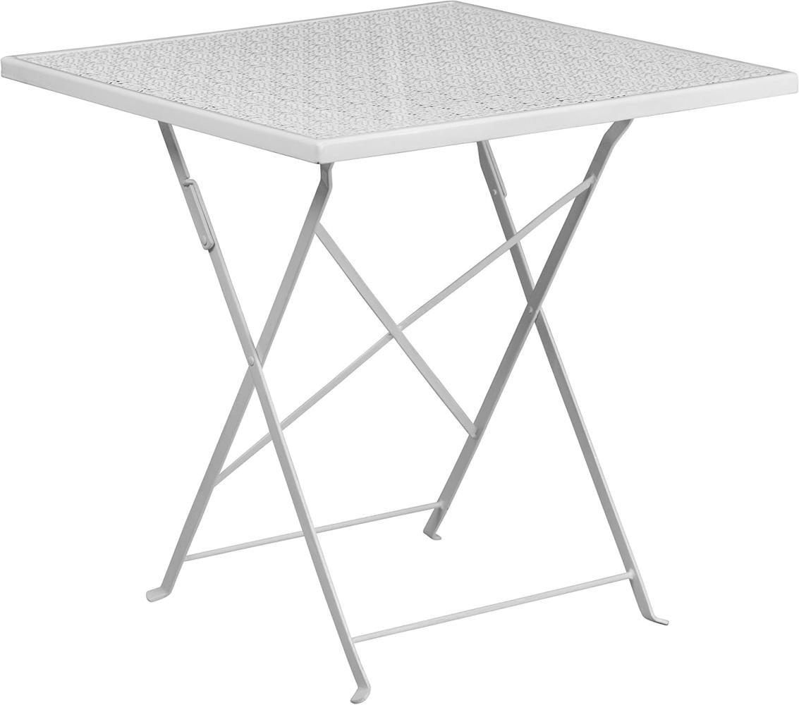 Flash Furniture Klapptisch für den Innen- und Außenbereich, Stahl, quadratisch, 71,1 cm, Weiß Bild 1