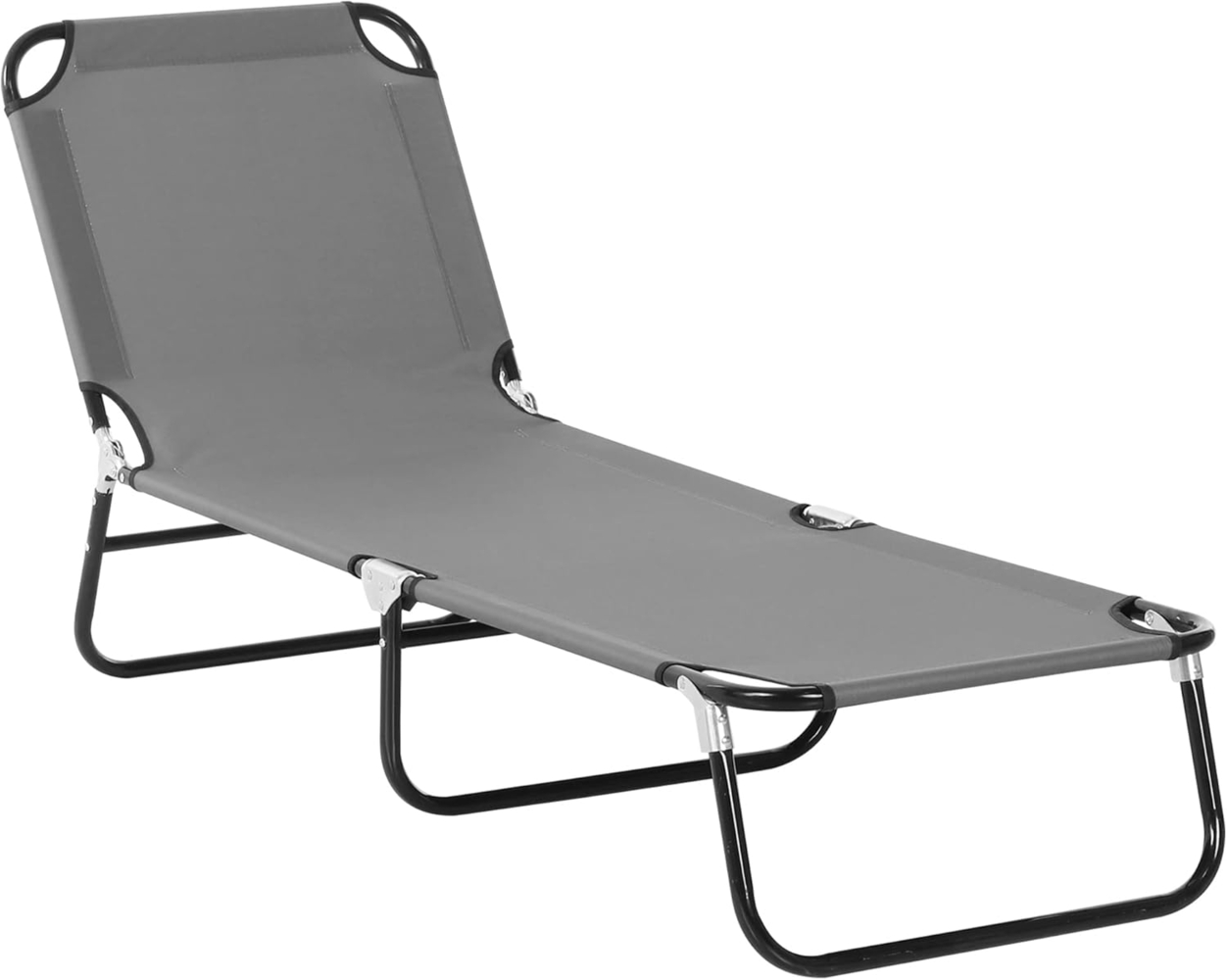 Outsunny Gartenliege Sonnenliege, Balkonliege zusammenklappbar, Campingliege, 1 St, Liegestuhl, für Garten, Balkon, Stahl, Grau, 188 x 56 x 28cm Bild 1