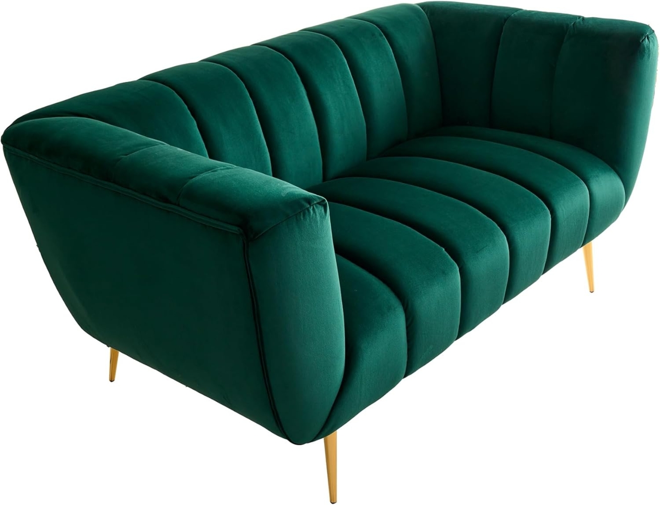 riess-ambiente 2-Sitzer NOBLESSE 165cm smaragdgrün / gold · Couch mit Bezug aus Samt, Einzelartikel 1 Teile, Federkern-Polsterung · Metall-Füße · Lounge-Sofa im Retro Design Bild 1