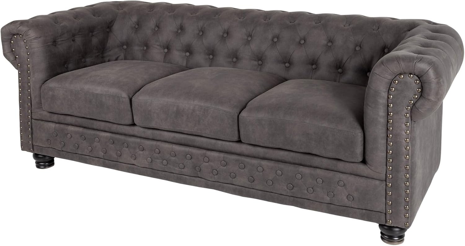 riess-ambiente 3-Sitzer CHESTERFIELD 205cm vintage grau taupe, Einzelartikel 1 Teile, Wohnzimmer · Couch · Microfaser · Federkern · Rundum-Bezug · Design Bild 1