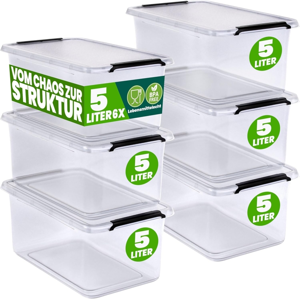 DEUBA® Aufbewahrungsbox-Set, 6-teilig, mit Deckel, 5 L Bild 1