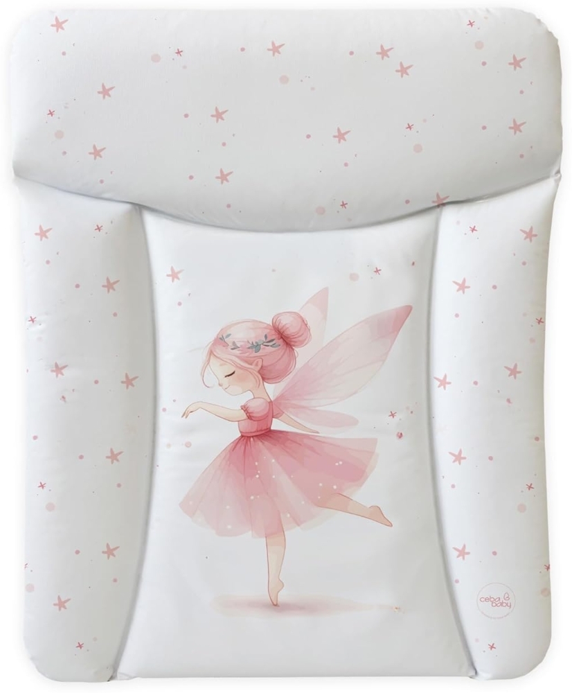 Ceba Baby® weiche Wickelauflage 50x70 cm - Doppelseitige Baby Wickelunterlage - Wickeltischauflage für Junge und Mädchen - Wasserdicht, abwaschbar - OEKO-TEX - Made in EU - Rosa Fee Bild 1