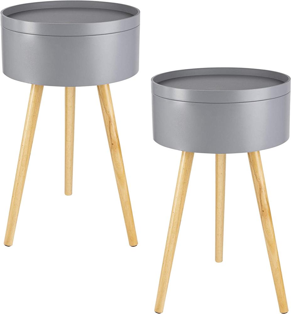 ONVAYA® Beistelltisch-Set Sofia groß Ø38cm | grau/holz (2x groß) Bild 1