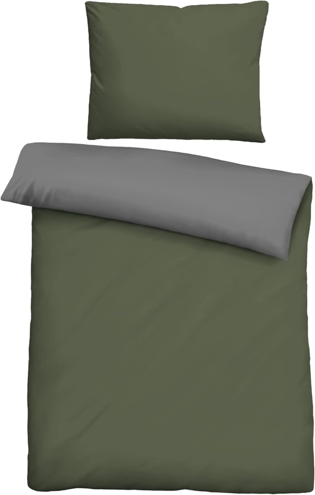 biberna 0455775 Renforce-Bettwäsche UNI, fichte, 1x 140x200 cm + 1x 70x90 cm Bild 1