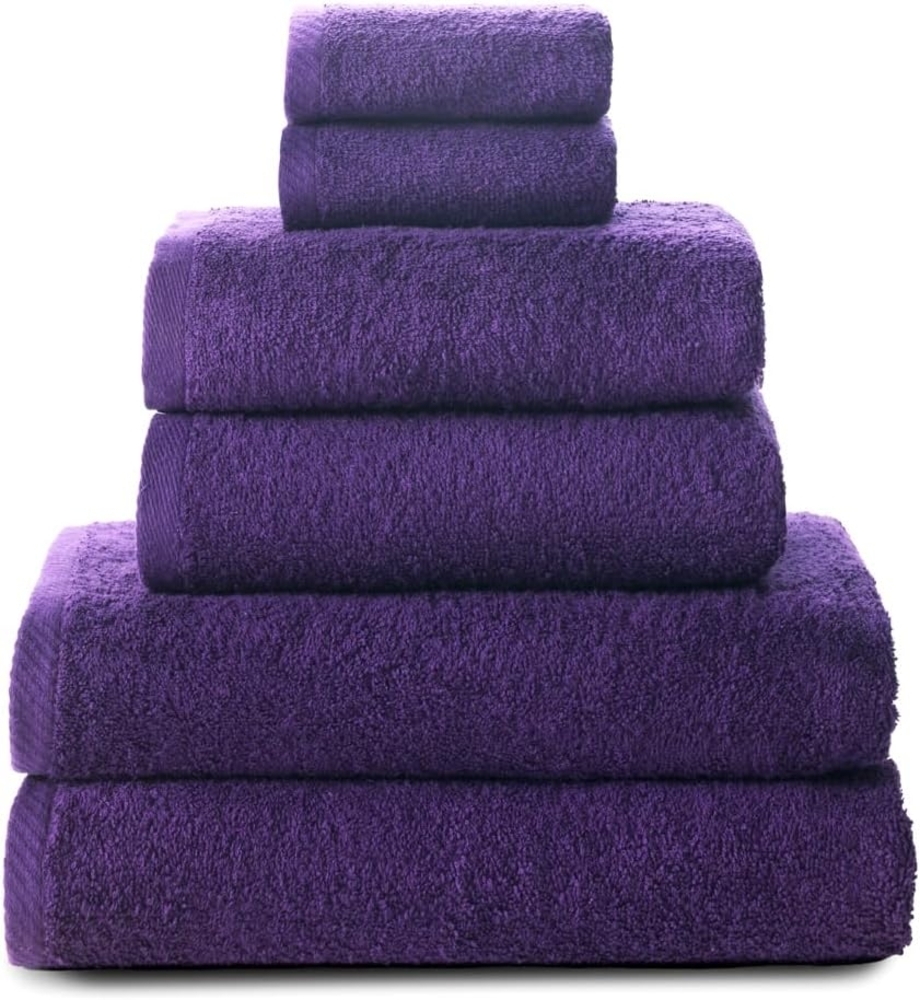 Top Towel - Plus - Große Badetücher - Badezimmerhandtücher - 2 Gesichts- oder Bidethandtücher + 2 Hand- oder Waschbeckenhandtücher + 2 Duschtücher - 100 % Baumwolle - Lila Bild 1