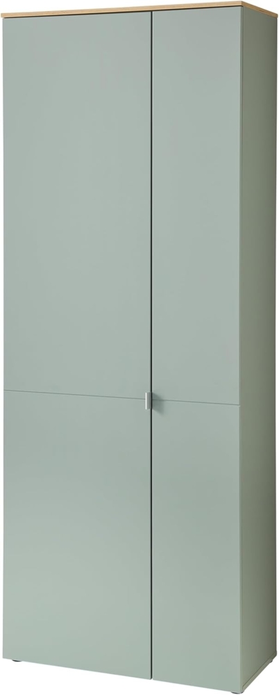 BARI Schuhschrank in Schilfgrün, Artisan Eiche Optik FSC-zertifiziert - Moderner Garderobenschrank mit viel Stauraum für Ihre Schuhe - 78 x 202 x 38 cm (B/H/T) Bild 1