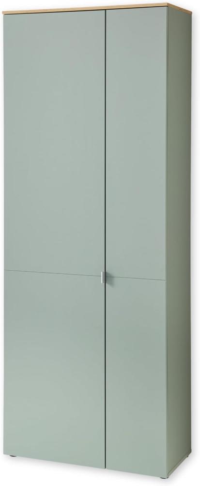 BARI Schuhschrank in Schilfgrün, Artisan Eiche Optik FSC-zertifiziert - Moderner Garderobenschrank mit viel Stauraum für Ihre Schuhe - 78 x 202 x 38 cm (B/H/T) Bild 1