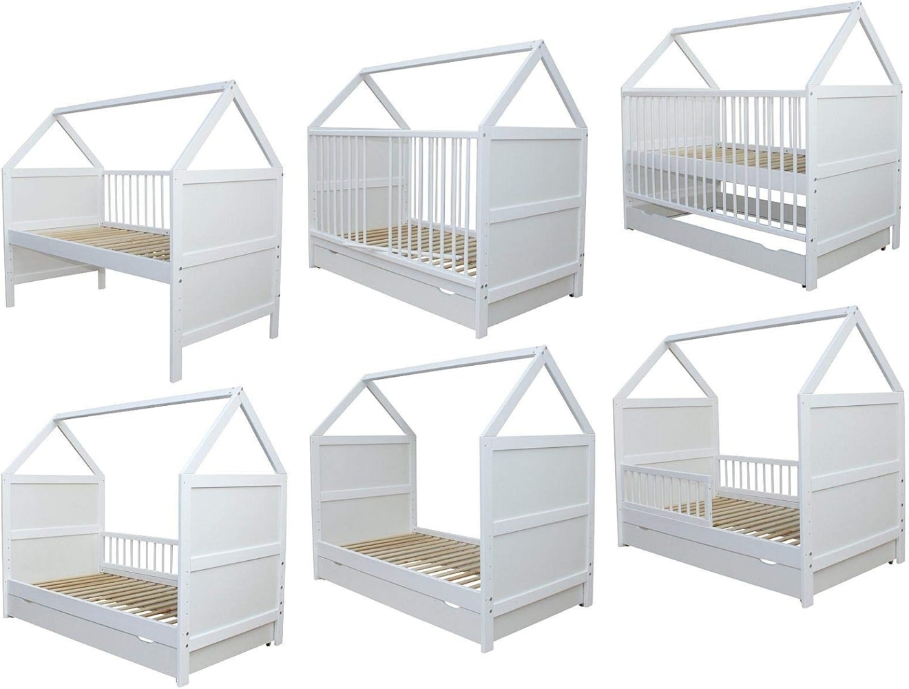 Micoland Kinderbett Babybett Kinderbett Juniorbett Bett Haus 140x70 cm + Schublade 0 - 6 J. Bild 1