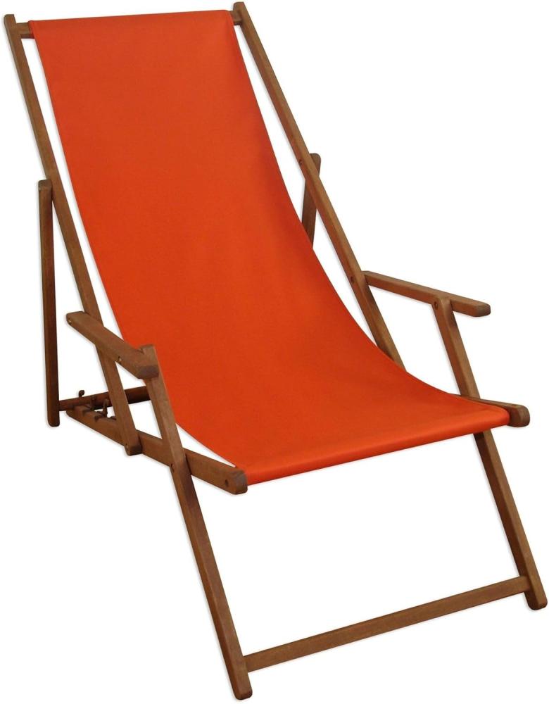 Liegestuhl terracotta Sonnenliege Gartenliege Holz Deckchair Strandstuhl Massivholz Gartenmöbel 10-309 Bild 1