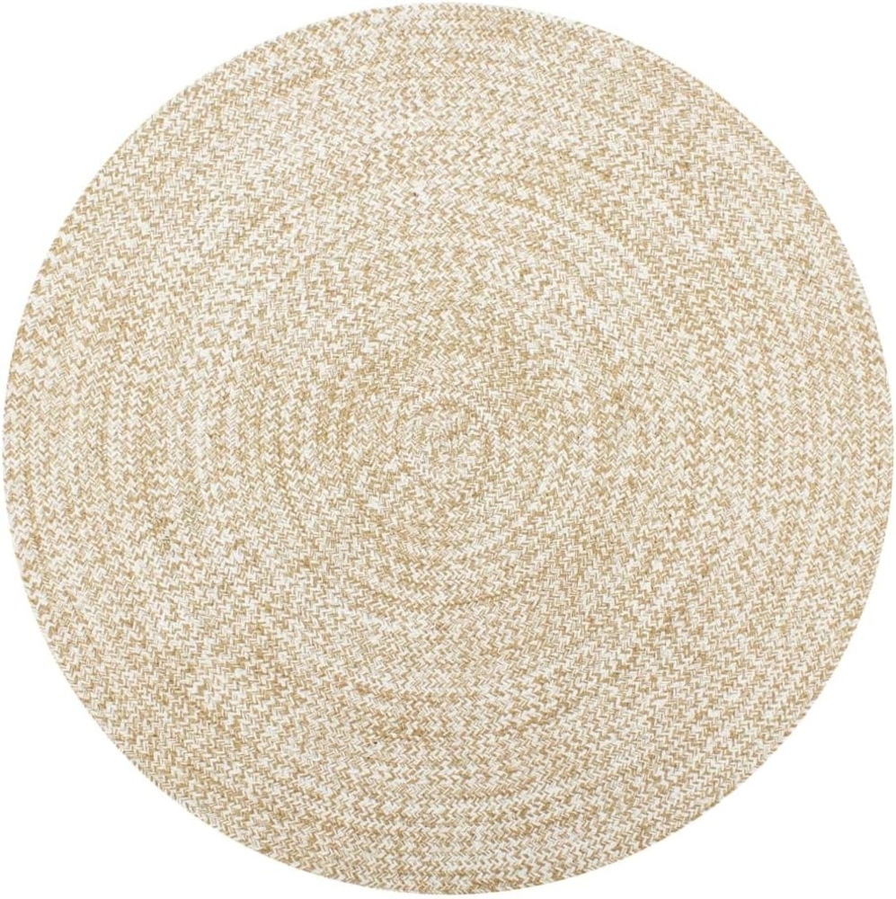 vidaXL Teppich Handgefertigt Jute Weiß und Natur 150 cm 133724 Bild 1