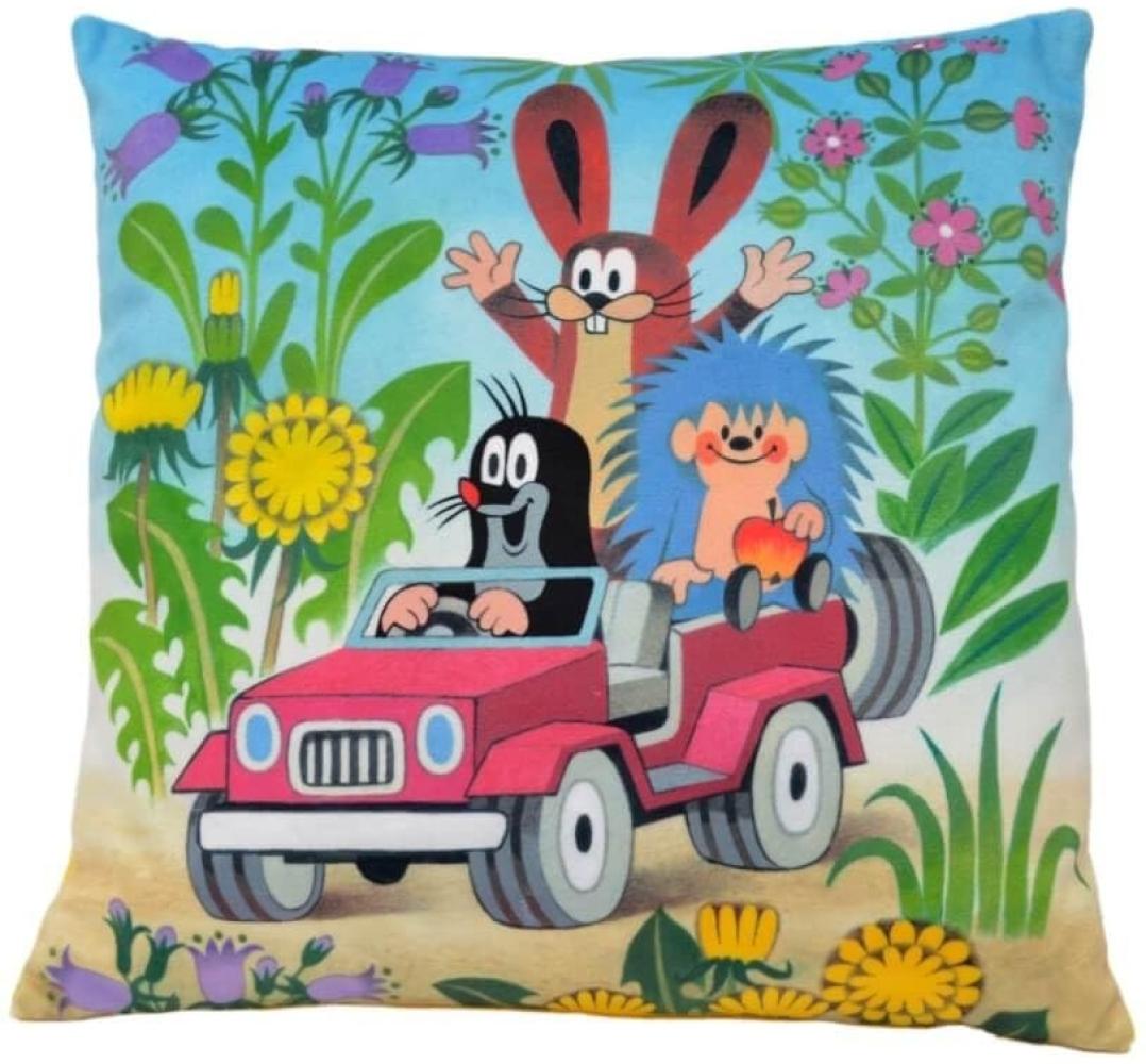 Kissen der kleine Maulwurf, Motiv Jeep2, 30x30cm - Kinderkissen Bild 1