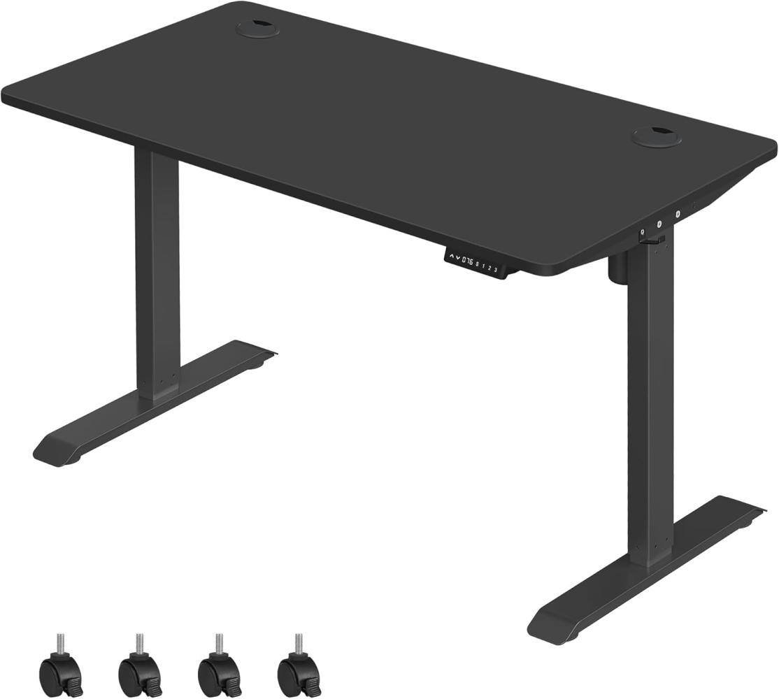 Schreibtisch elektrisch höhenverstellbar mit Memory-Funktion, Holz, schwarz, 70 x 140 x (73,5-119) cm Bild 1