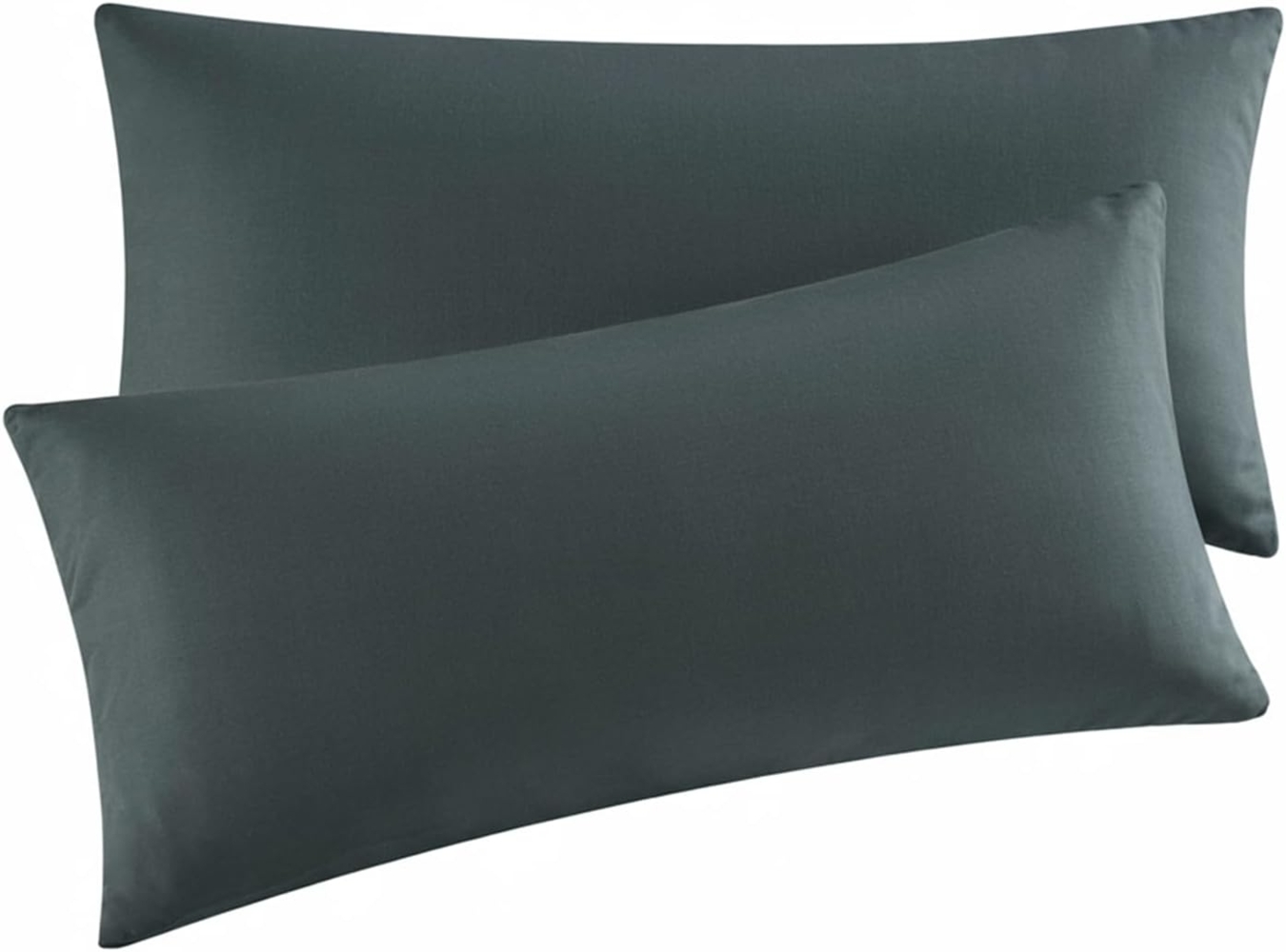 Aisbo Kissenbezug 40x80 2er Set - Kopfkissenbezug 40x80 Anthrazit mit Reißverschluss aus Mikrofaser, ÖKO-TEX Kissenhülle 40x80 cm, Weich und Bügelfrei Bild 1