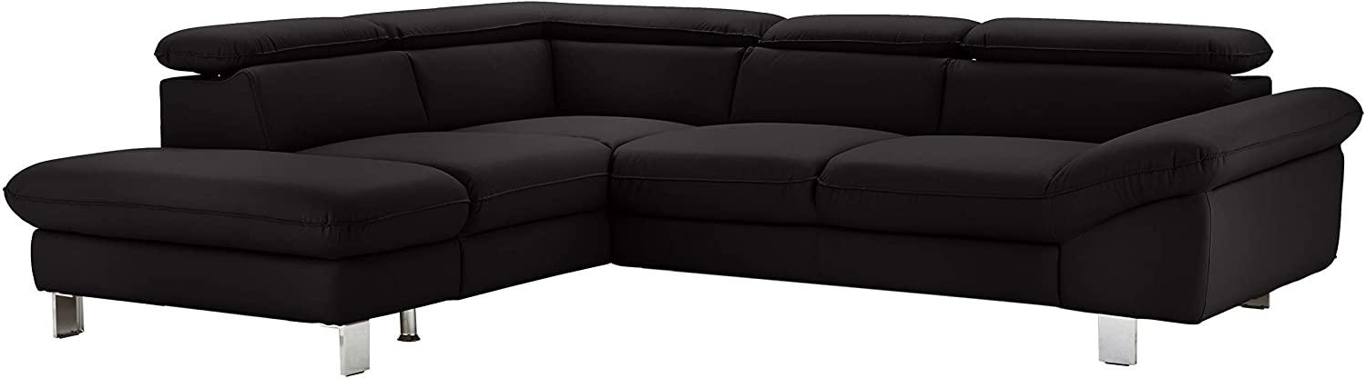 Mivano Ecksofa Driver mit Ottomane links, Ledercouch im modernen Design, Inkl. verstellbare Kopfstützen, 266 x 73 x 214, Kunstleder, Schwarz Bild 1